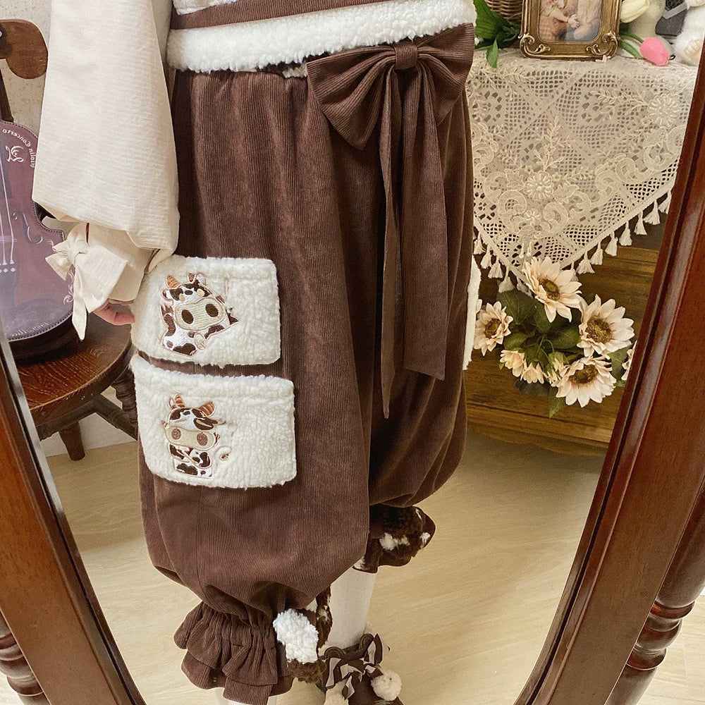 Baozi Pig - Milk Can Can - Brown-and-Cream Outfit Set with Bear Patches