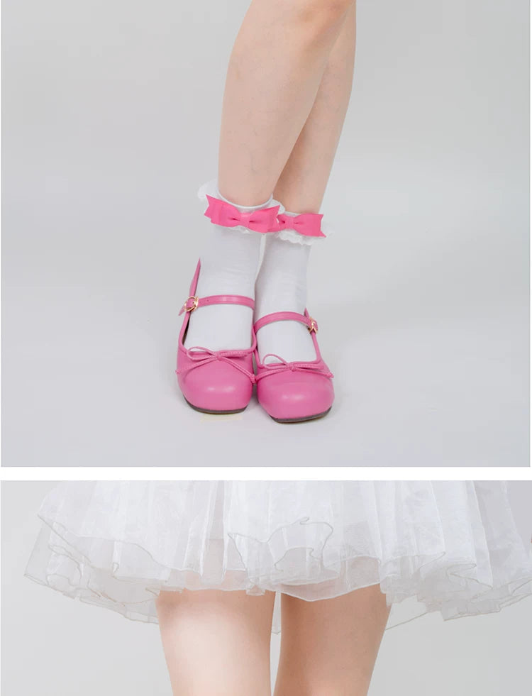 roji roji - Doll Bow - Lace-Trimmed Bow Socks