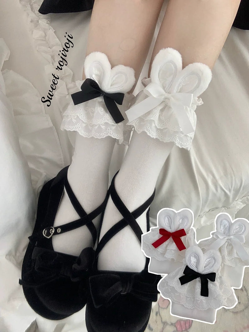 Roji Roji - Cotton Lolita Bunny Ear Socks - Summer Bow Short Socks Socks