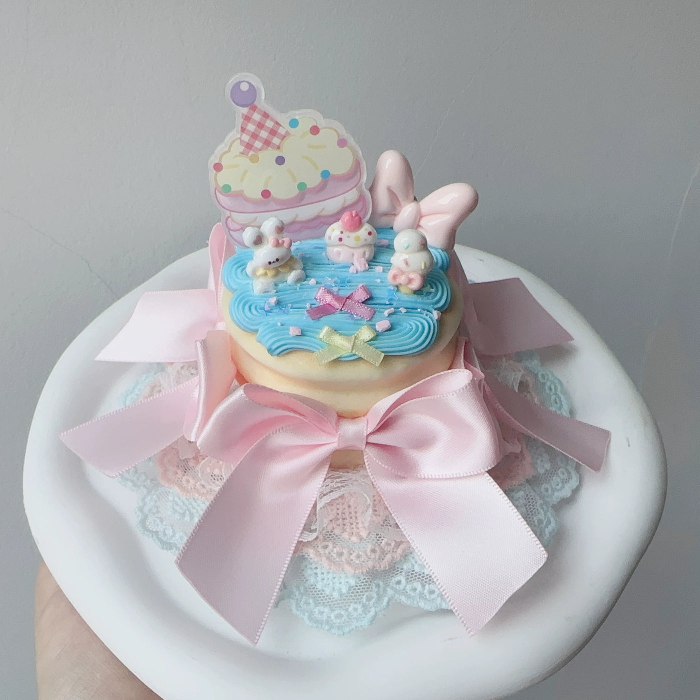 Golden Pikaka - Cherry and Strawberry Cake Collection - Frosted Small Top Hat with Fruit Toppings