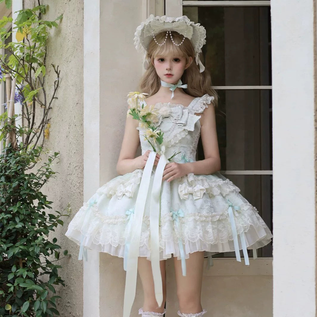 Lady Han Flower Heart Love ballet JSK dress by Lolita Fetch, featuring a floral heart design and elegant ballet-style silhouette.