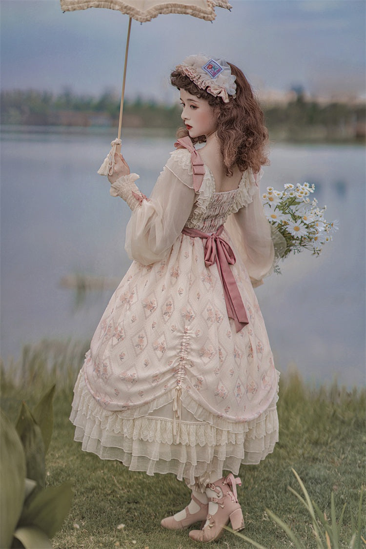 Letters from Unknown Star - Time Stationery - Elegant Lolita Long Sleeve OP Dress