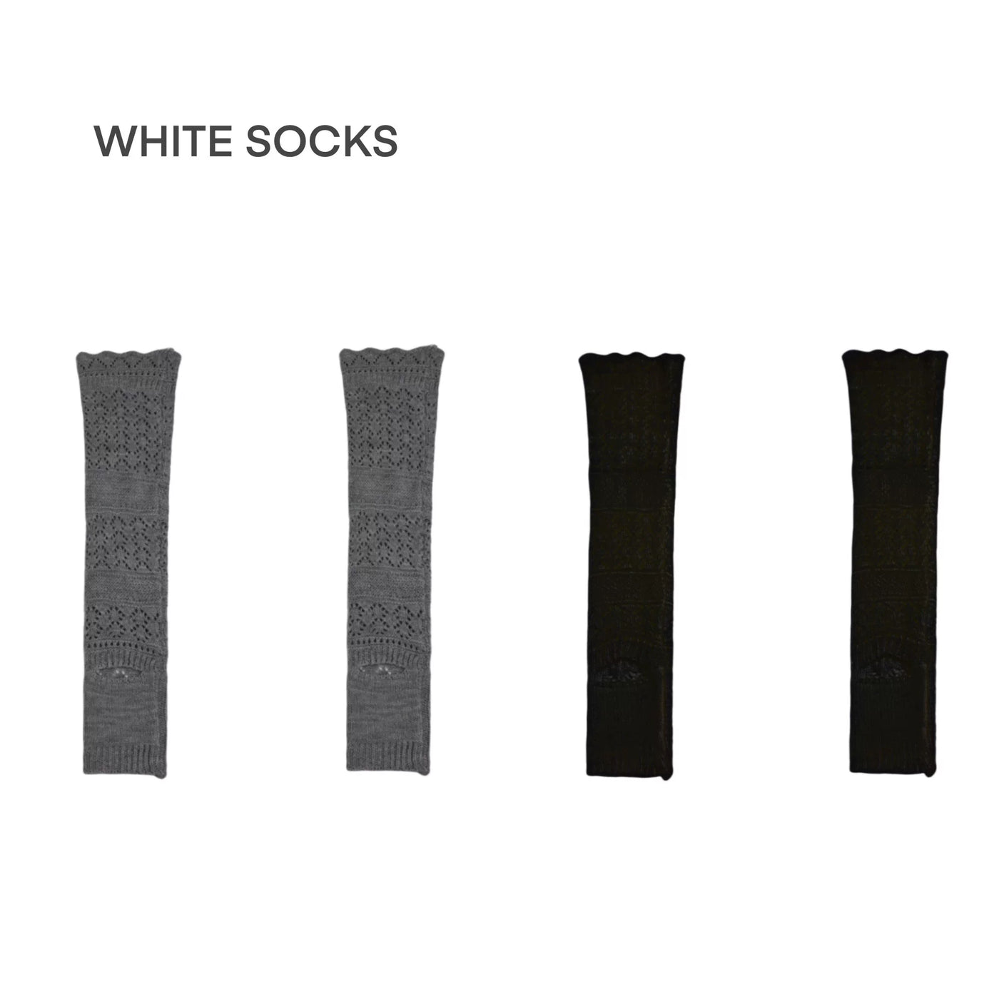 White Socks - Openwork Knit - Scrunched Calf Leg Warmers
