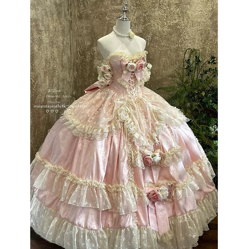 Emoji Dream - Sweet Lolita Rose Ballgown - Blush pink one-piece