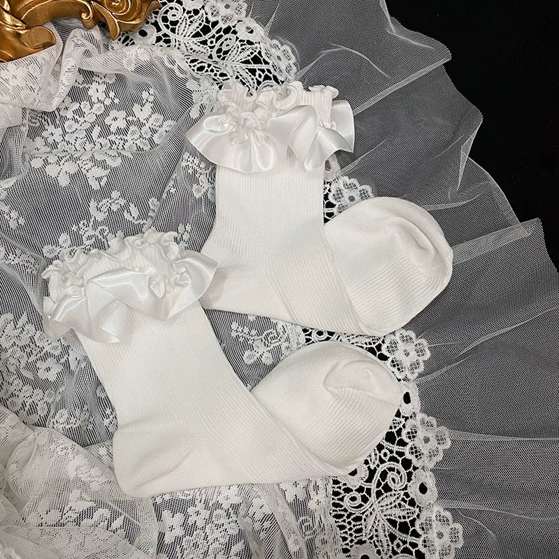 Sock Noble - Classic Lace - Cotton socks with ruffled lace trim