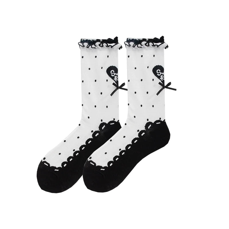 Roji Roji~Sweet Lolita Socks Cute Lolita Short Socks With Polka Dot 39566:630266
