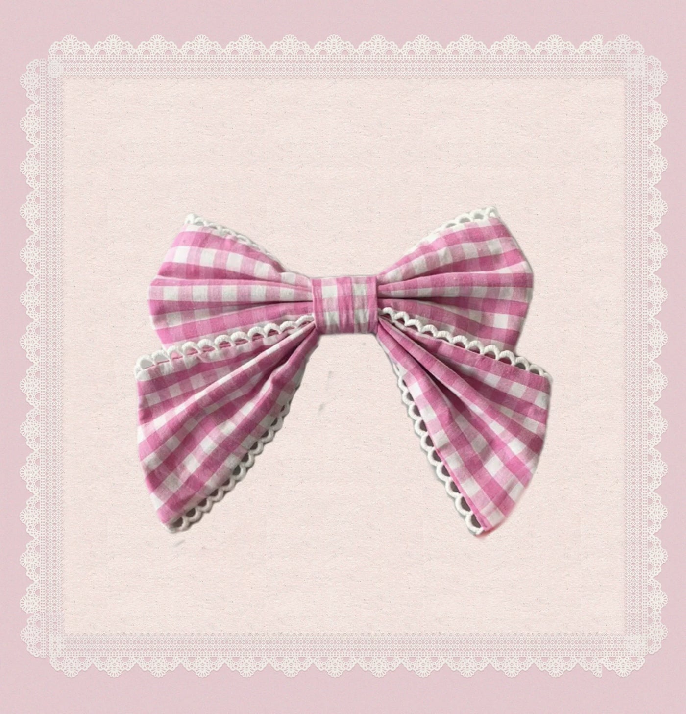 Tata Long Ear - Gingham Baileys - Pink gingham check sweet lolita JSK