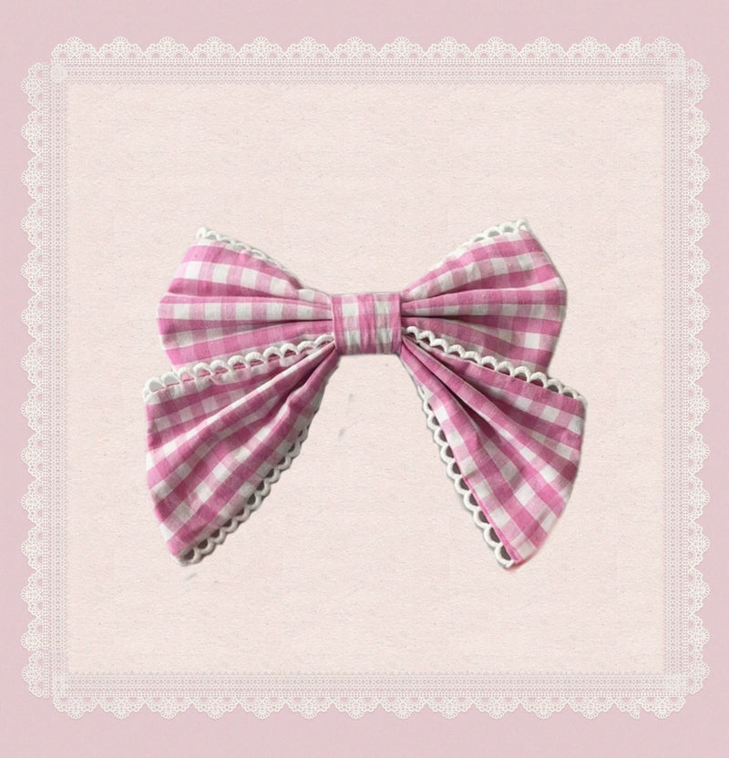 Tata Long Ear - Gingham Baileys - Pink gingham check sweet lolita JSK