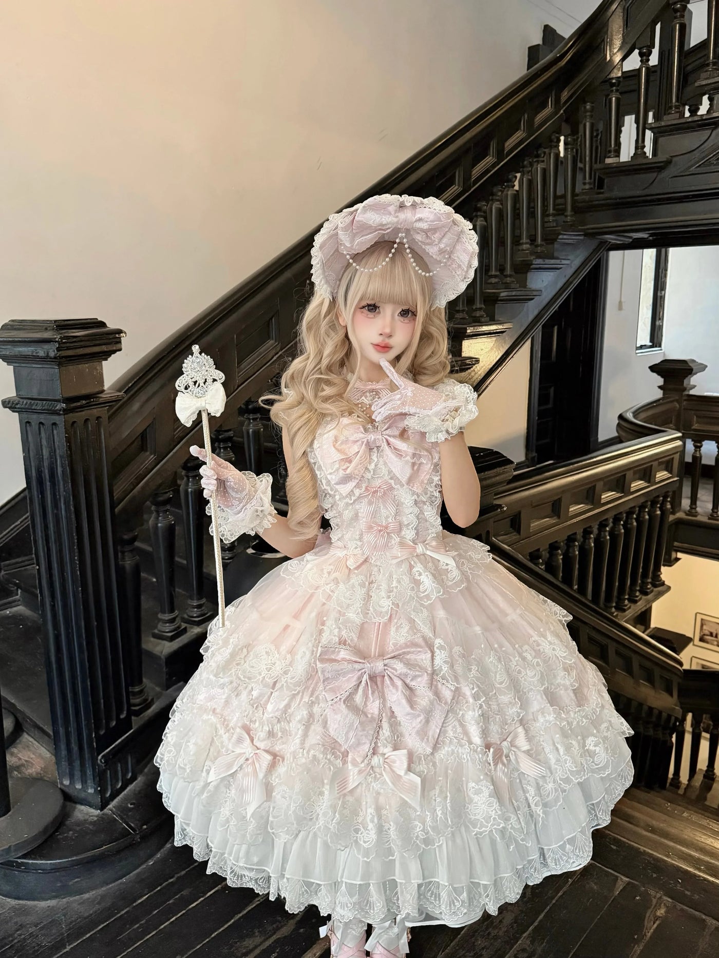 Sugar Girl - Sakura Blossom Dream - Dreamy Sweet Lolita JSK Dress, Abundant Lace & Bows