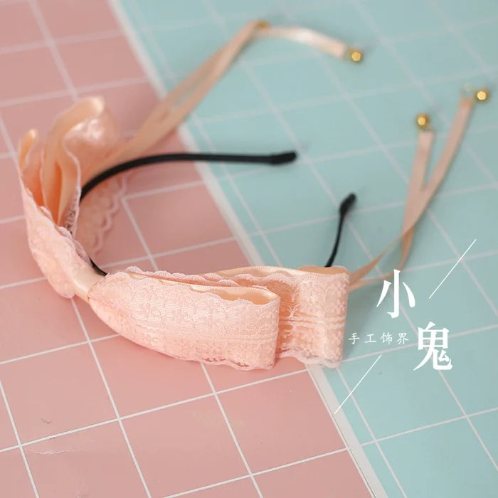 Xiaogui - Kawaii Lolita Bell KC Lace Bow Hair - Accessory Headwear