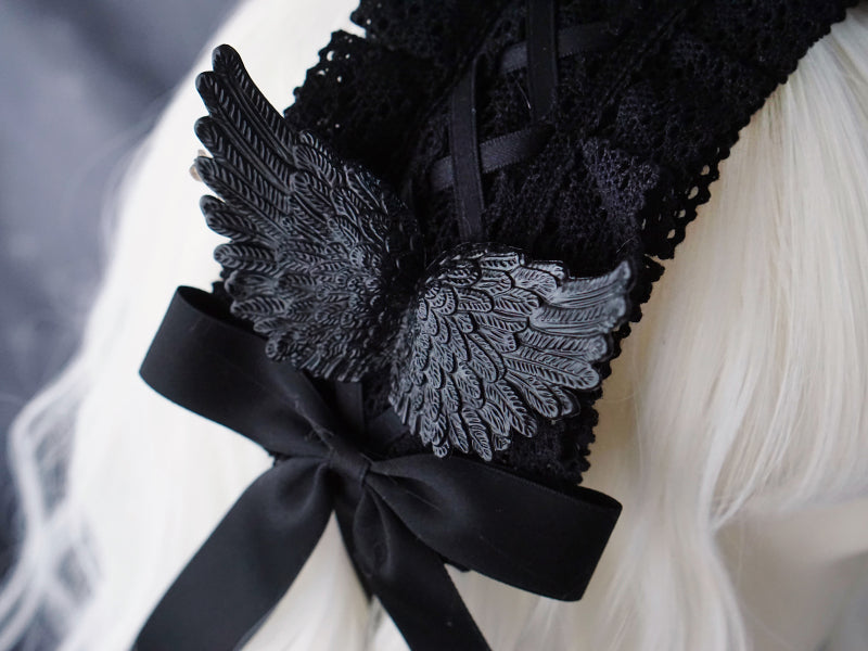 Strange Sugar - Black Wings Halloween Goth Lolita - Hairband Headwear