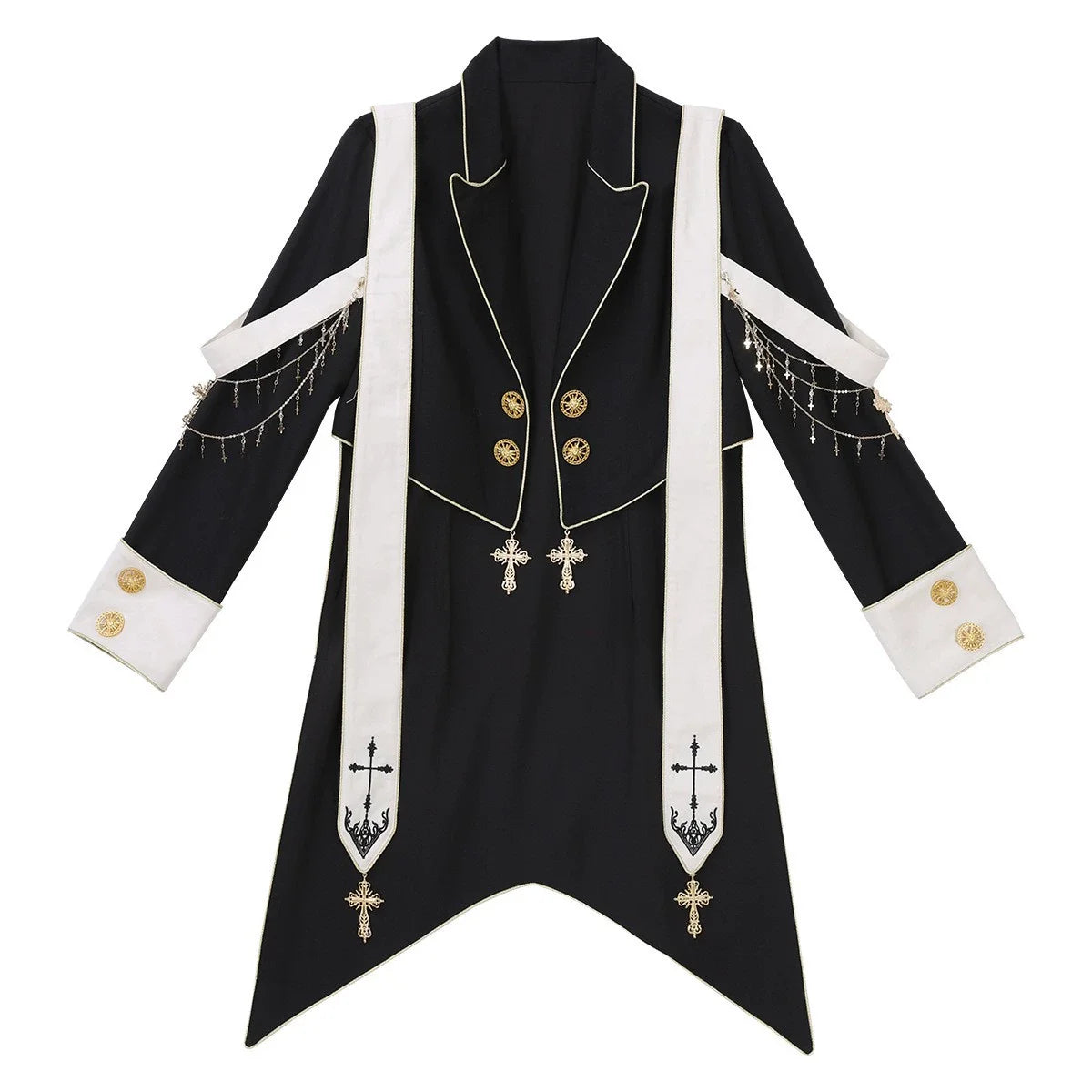 Designer's Gift - Prince Lolita - Ouji Lolita Set with Swallowtail Coat and Cross-Embroidered Straps