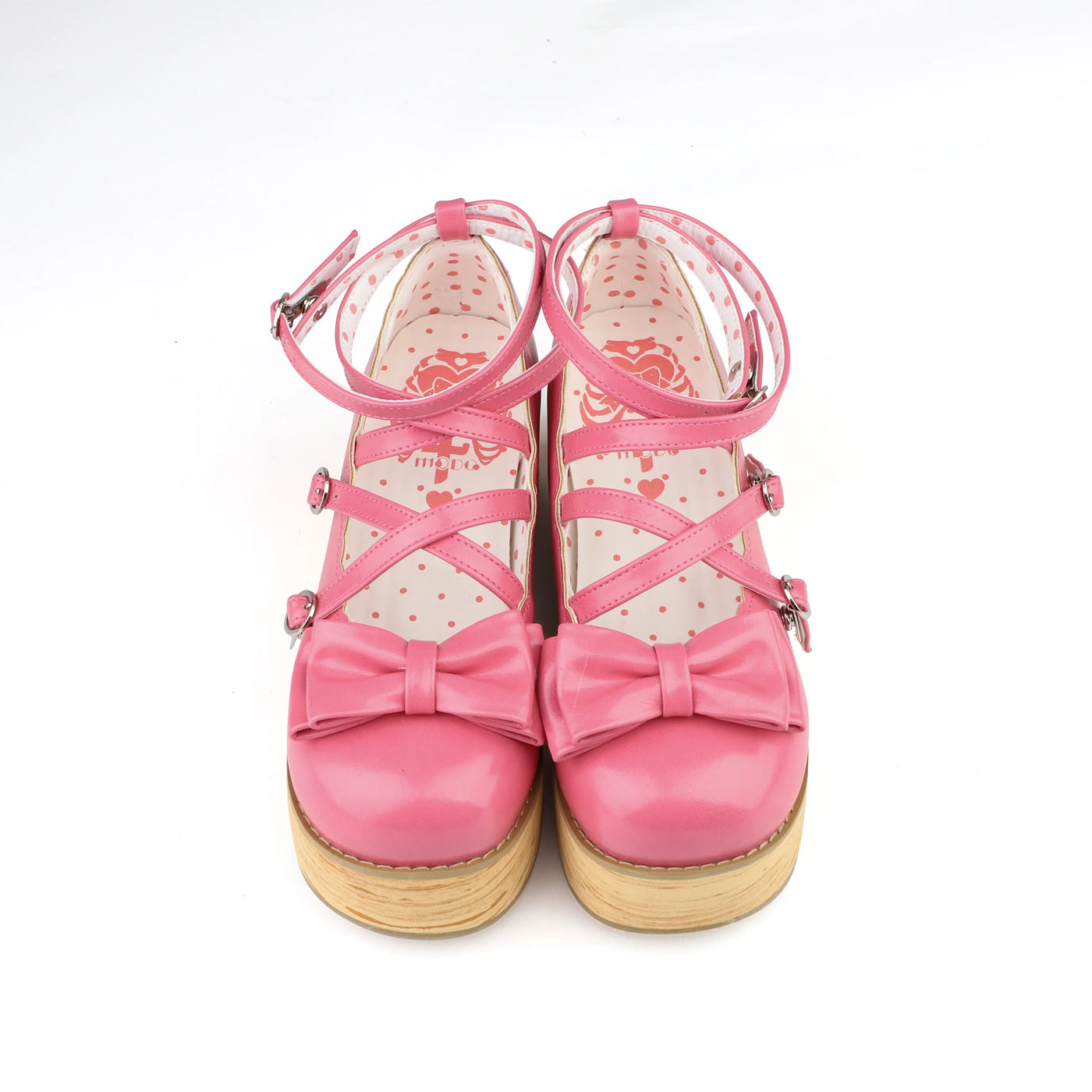 MODO - Sweet Lolita Pastel - Platform shoes with oversized bows and cross straps