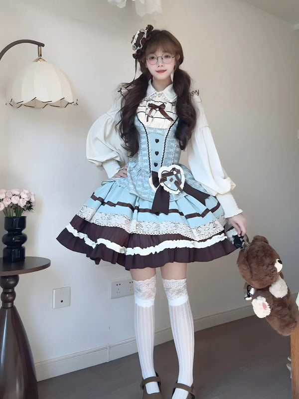 Choco Mint Froufrou Lolita JSK Dress Set - main view