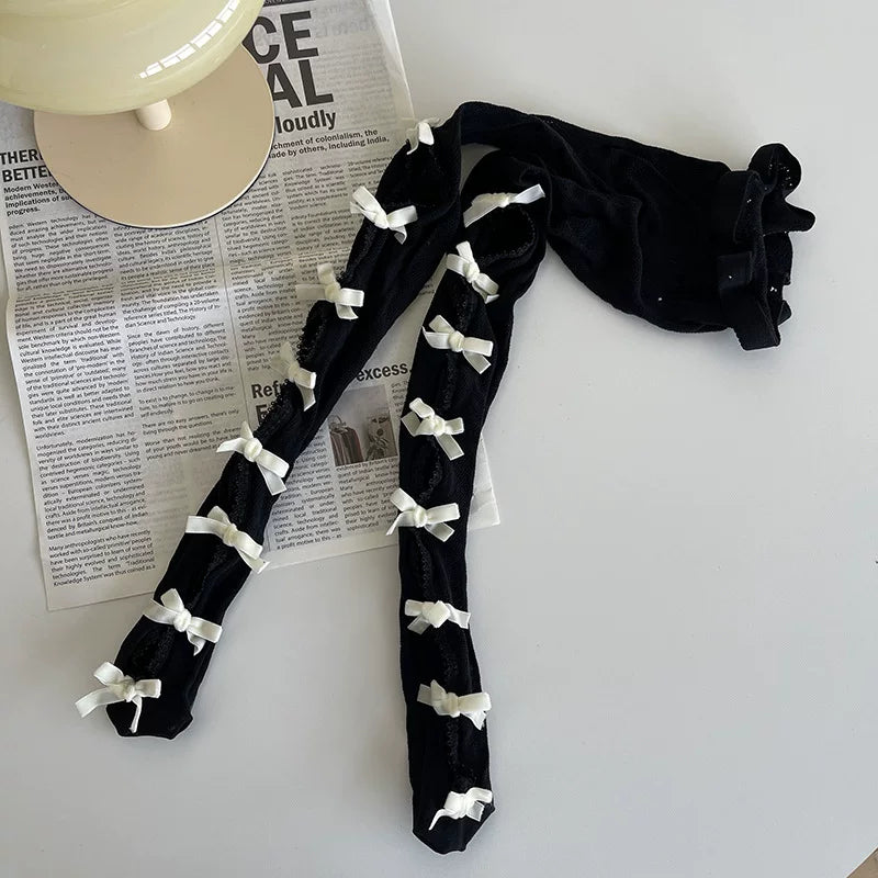 Sock Noble - Bow Lace Cutout - Tights with Openwork Lace Panels