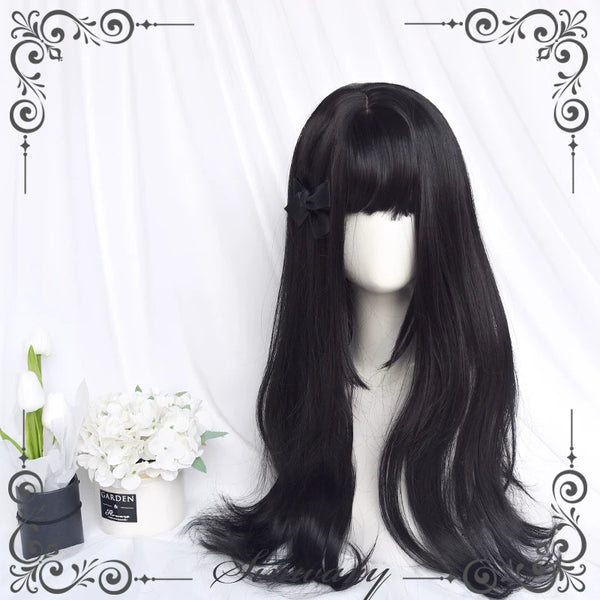 Natural black long curly wig with long sideburns - view 1