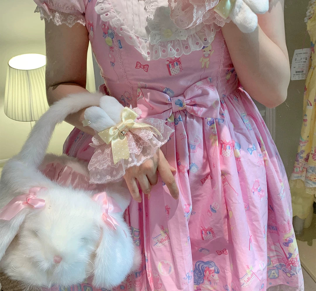 roji roji - Bunny-Ear Lace - Hand Sleeves with Polka-Dot Bows
