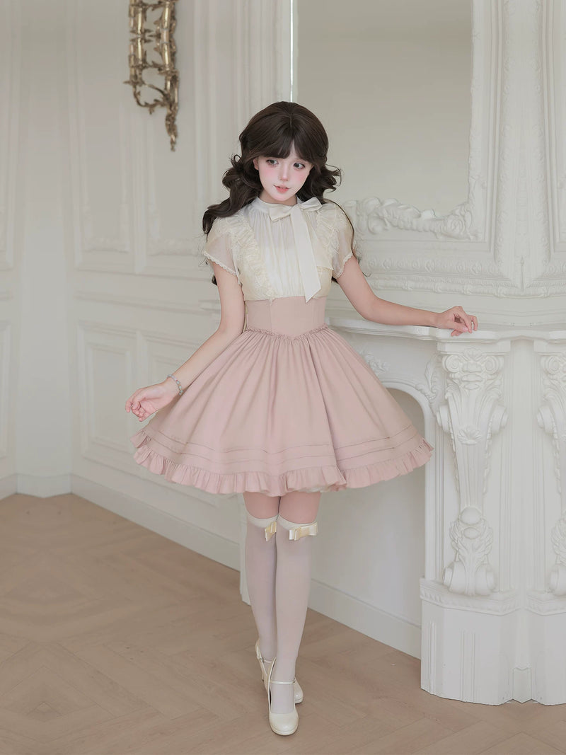 With PUJI - Chinai - Lolita OP Dress, Ruffle Trim & Boned Bodice Detail detail view 3
