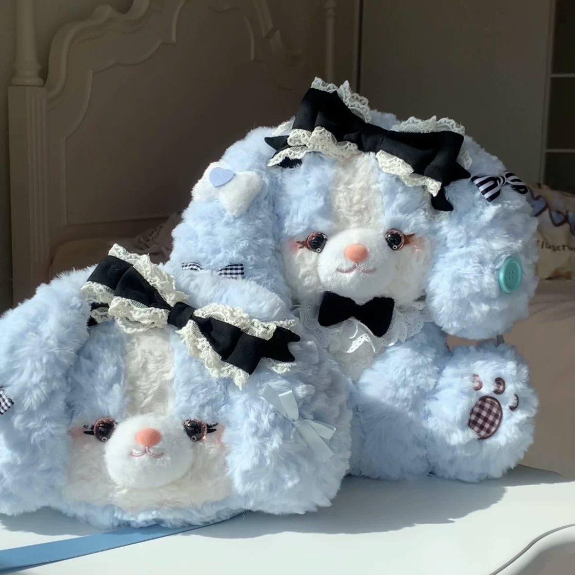 Sea salt plush toy bag Lolita backpack with cocker spaniel puppy face