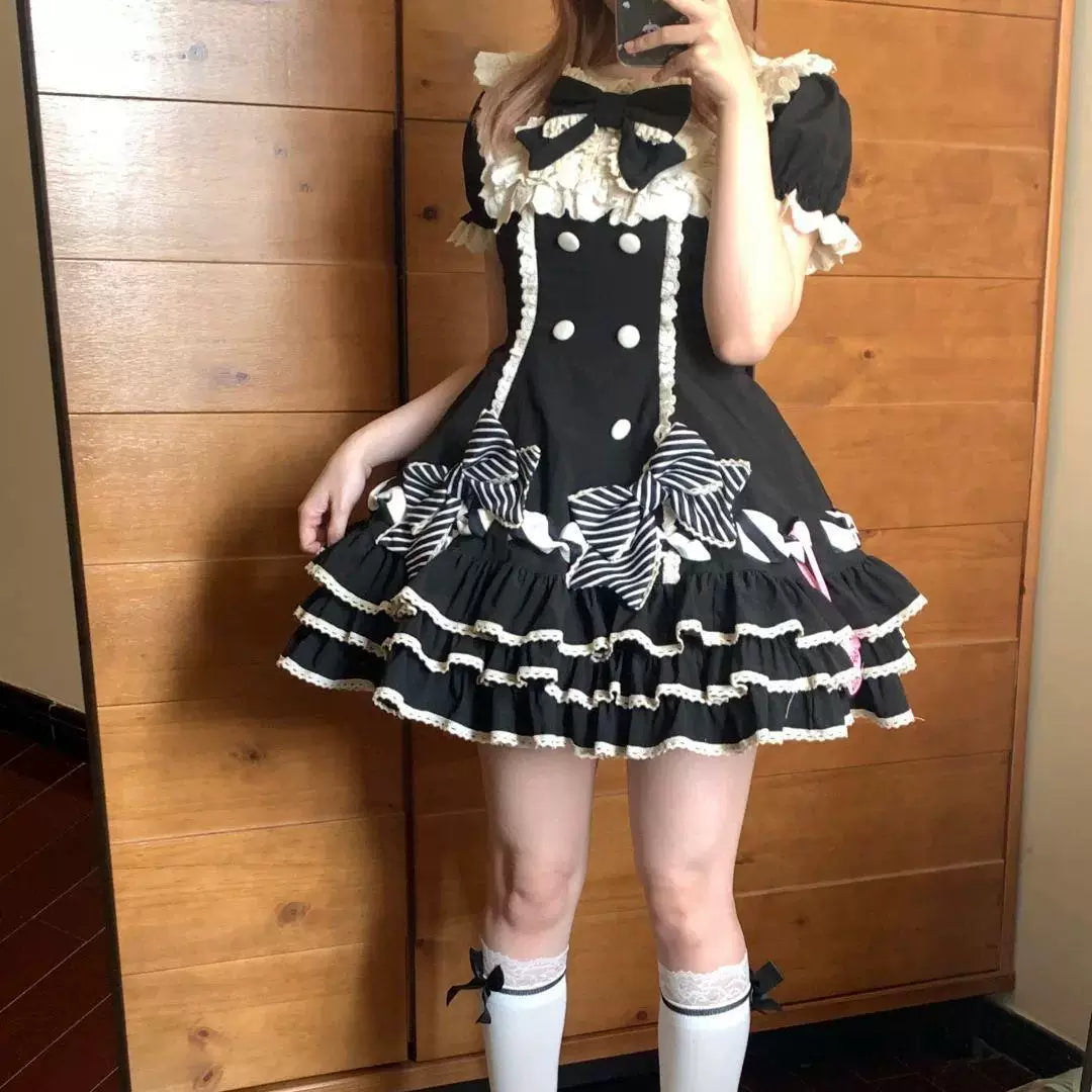 Sweetheart Dream Machine - Princess Cake - Short-sleeve OP dress with layered ruffles and bows