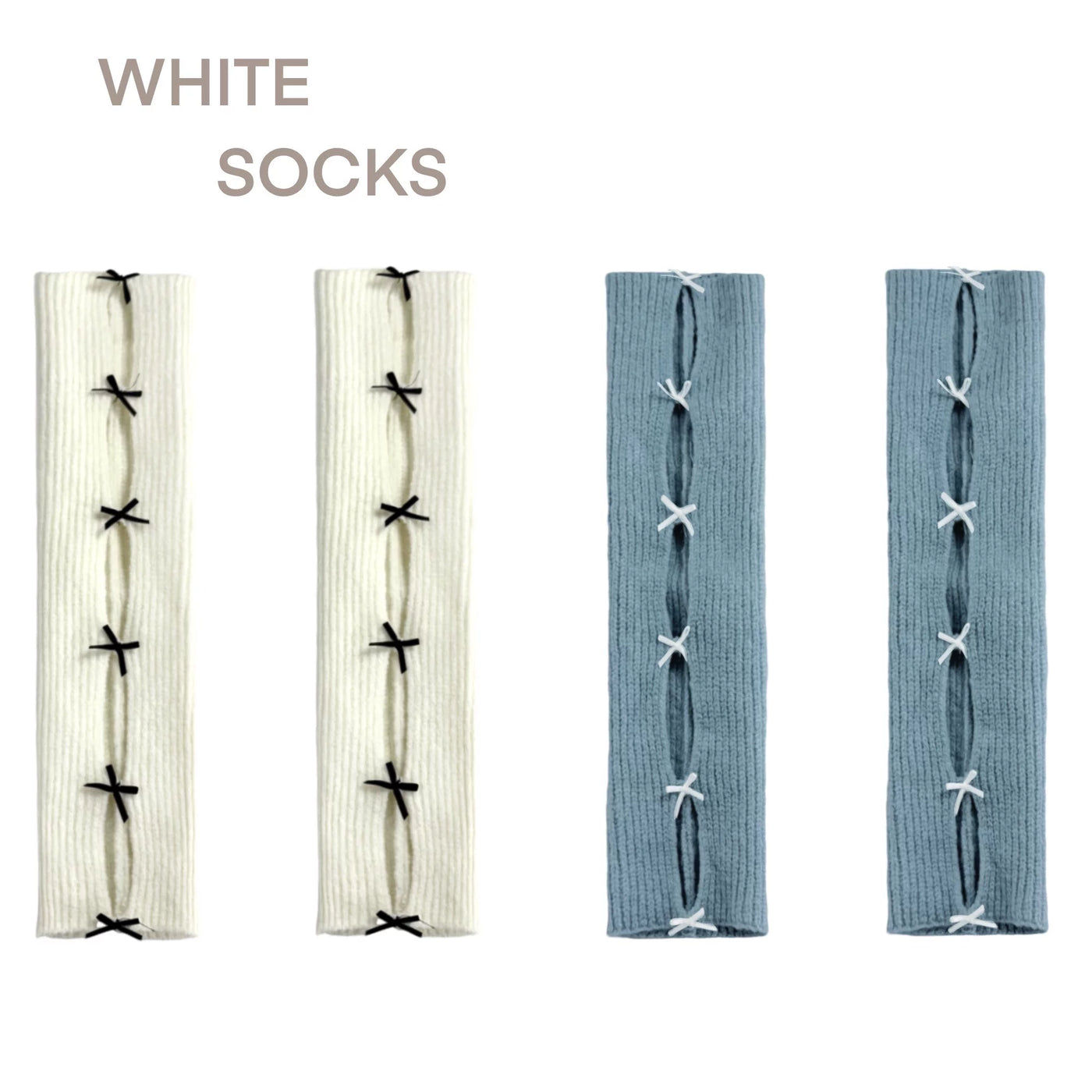 White Socks - School Ballet - Mid-Calf Slouch Socks with Ribbon Bows