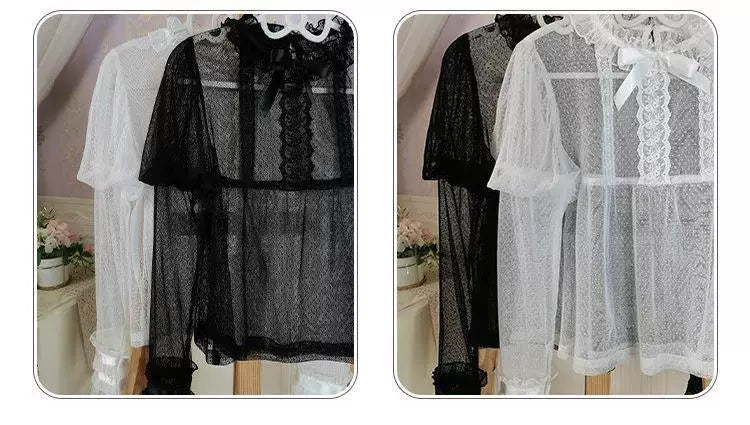 Sweetheart Dream Machine - Concerto - Lolita Top with Puff Sleeves and Lace-Mesh Sleeves