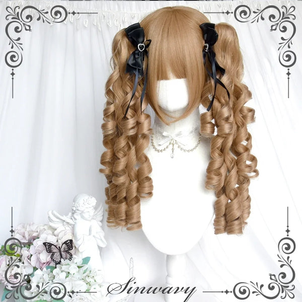 Sinwavy - Vintage Lolita Wig Double Ponytail - Roman Roll Hair Wig