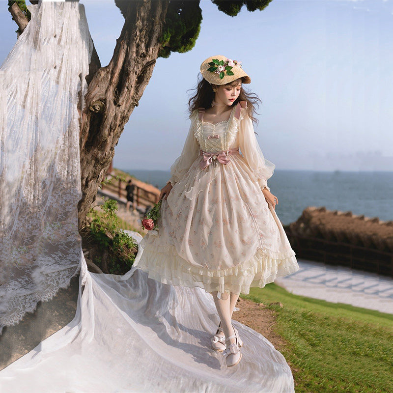 Letters from Unknown Star - Time Stationery - Elegant Lolita Long Sleeve OP Dress