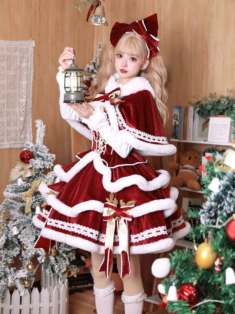Christmas Symphony Antler Hooded Cape & Dress Options — additional product view