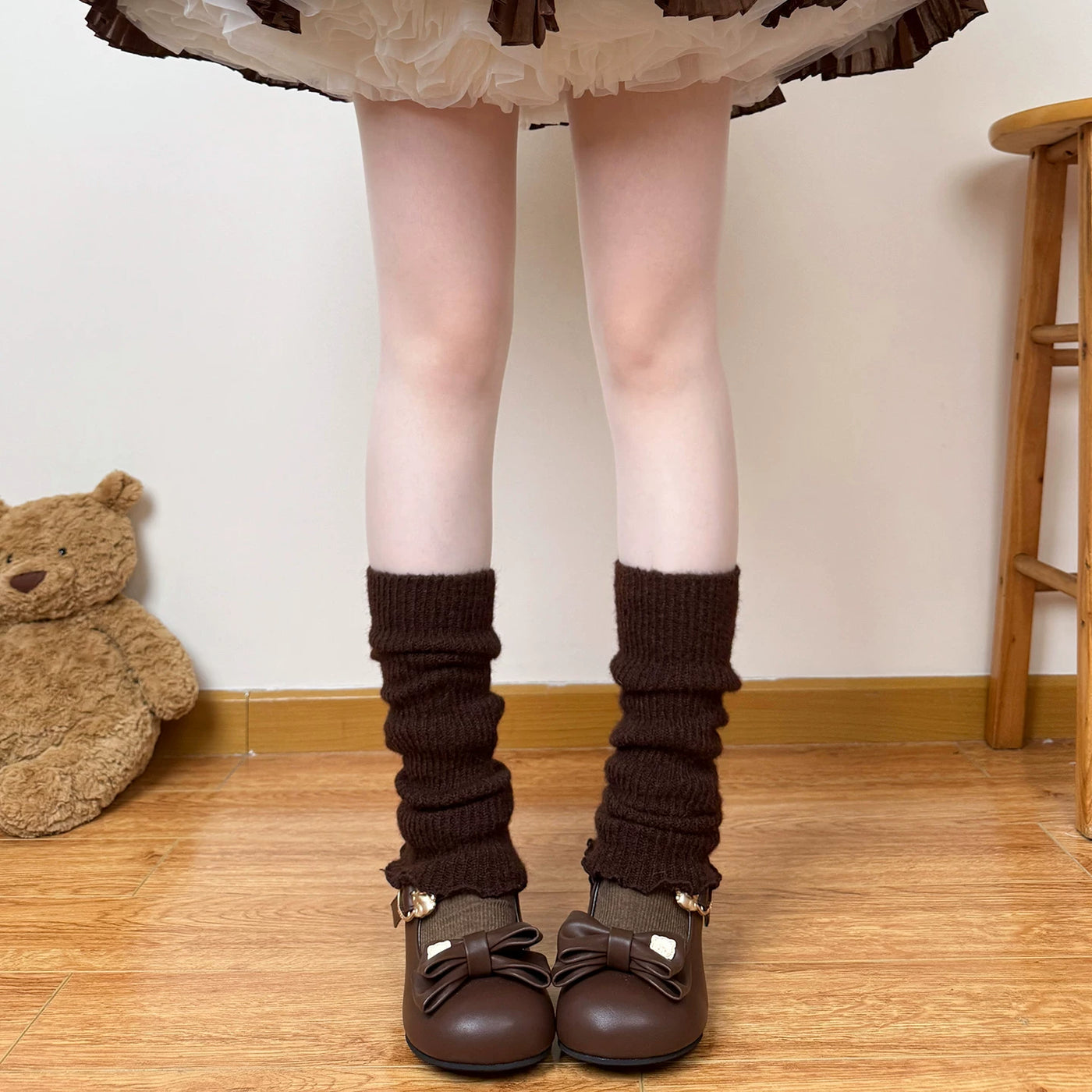 Chubby Bear Tales - Antique Knit - Scrunched leg warmers with a thick knitted texture