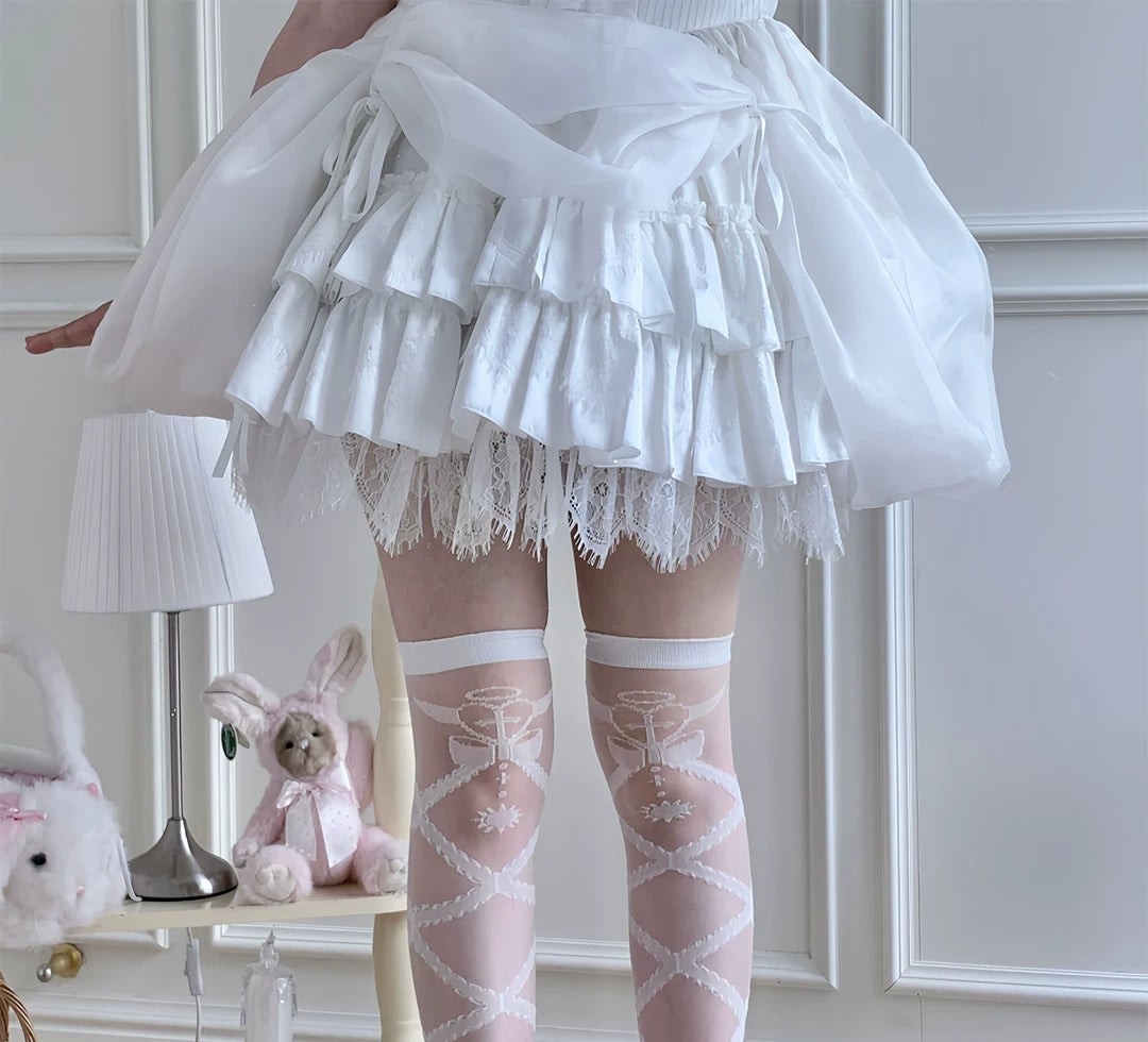 roji roji - Angel and Demon Heart - White or Black Socks in Three Lengths