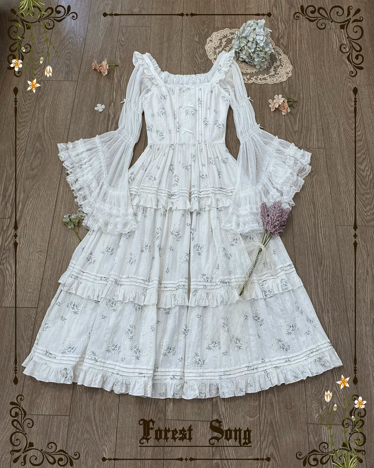Forest Song - Chloris - Mesh Princess-Sleeve Lolita Blouse - detail view 4