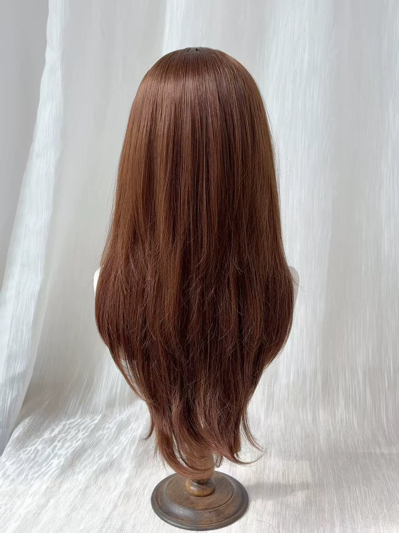 Kunkun Fish chocolate-brown layered straight wig - view 3