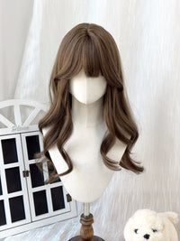 Kunkun Fish - Fluffy Curls - long curled anime-style wig - [Loose hair] Hazelnut grey-brown + wig net
