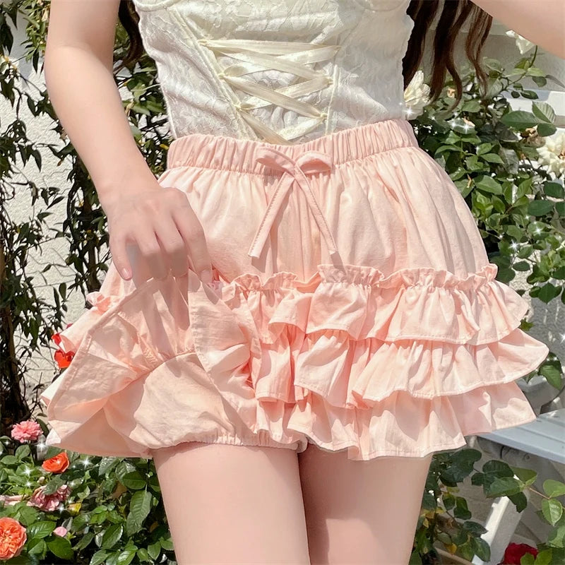 Sugar Girl - Daily Lolita Bloomers Anti-Exposure - Pink Ruffle Safety Shorts Other Surprise