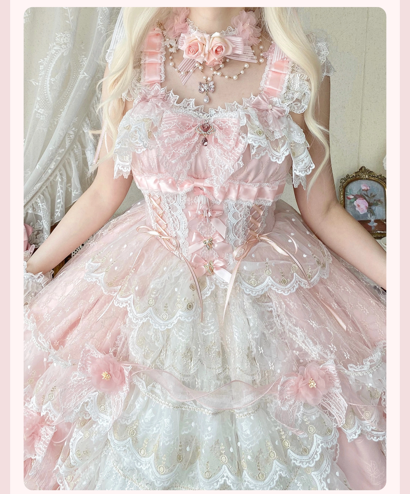 Diana's Love - Blush Gold Bridal JSK Dress Set - detail view 4