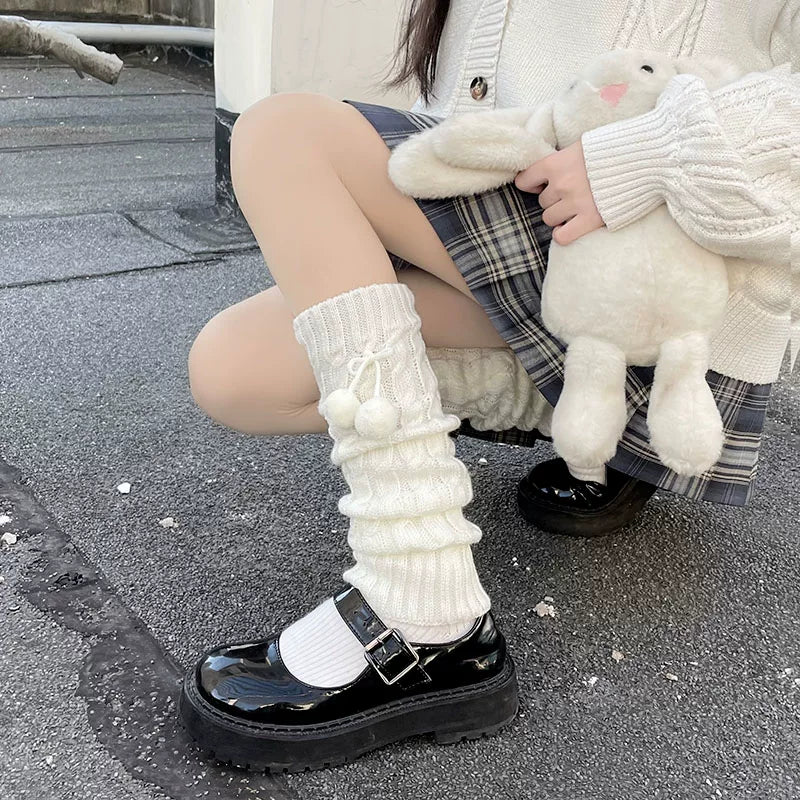 Floral Milk Cat - Candy Stripe Warmers - Striped Knit Leg Warmers