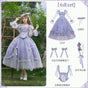 6-piece full set (OP + neck accessory + detachable bows *2 + flat top hat + corset) In stock / S