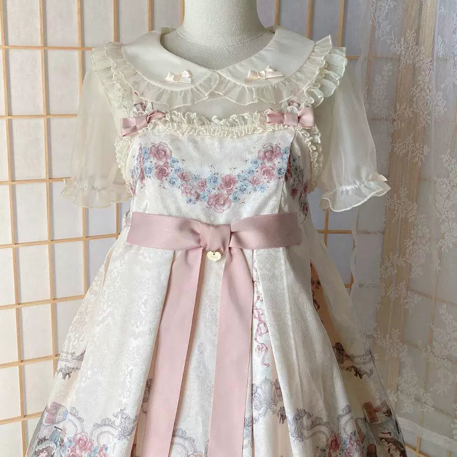 Sweetheart Dream Machine - Cloud Collar - Sheer Short-Sleeve Peter Pan Blouse
