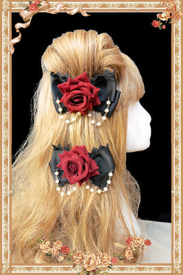 Midnight Magic - Gothic Lolita JSK Dress S black and red clips