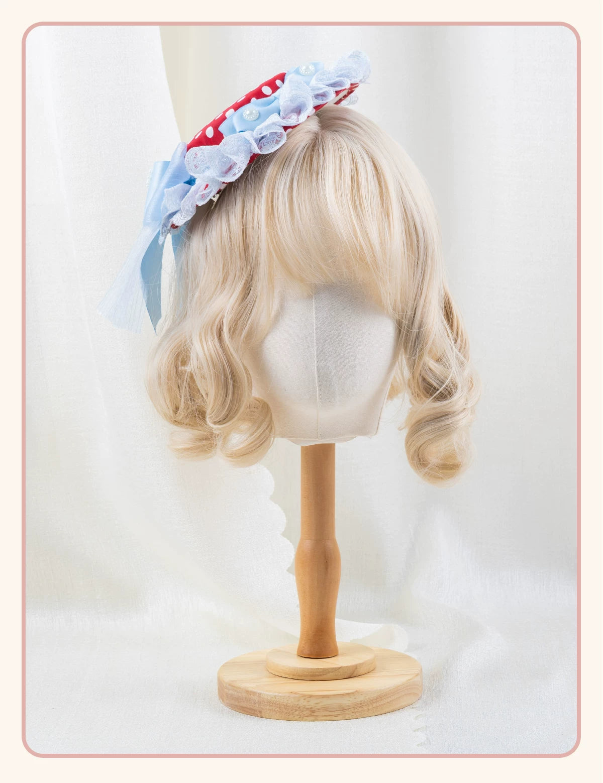 Stardust Rose - Strawberry Polka Dot - Six-Style Headwear Selection with Ice-Blue Ribbons