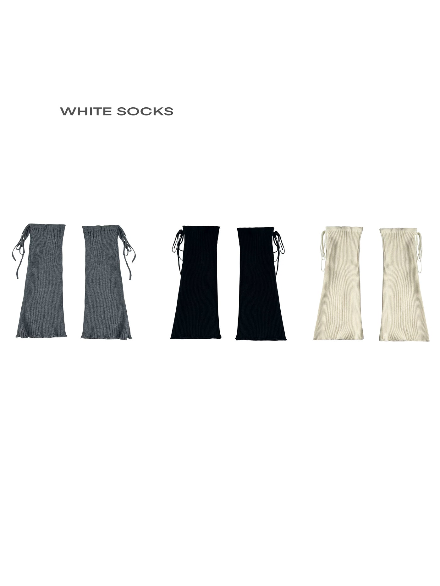 White Socks - Ribbed Contrast Covers - Sock Covers with long tie details