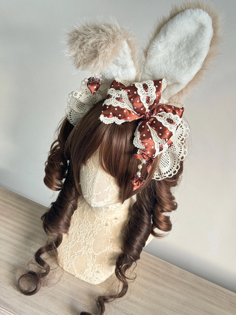 MAID - Polka Dot Bow - Sweet Lolita Headdress with Bunny-Ear Options - product detail 7