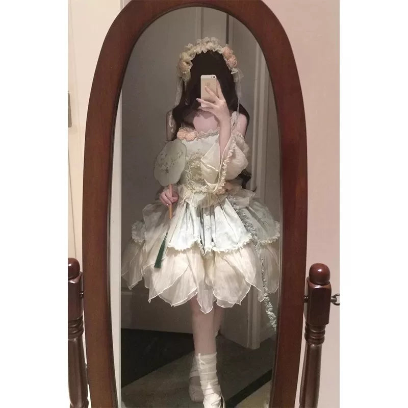 Creamy - Bamboo Print Sweet Lolita Dress - Green Lolita dress