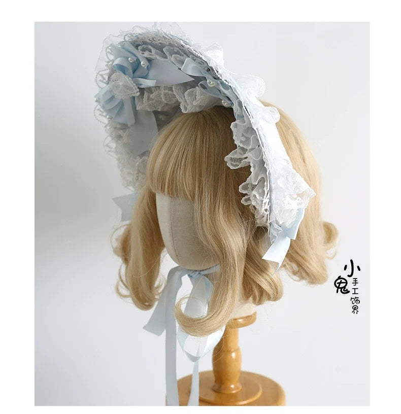 Xiaogui - Blue Sweet Lolita Lace Hair - Accessory Headwear