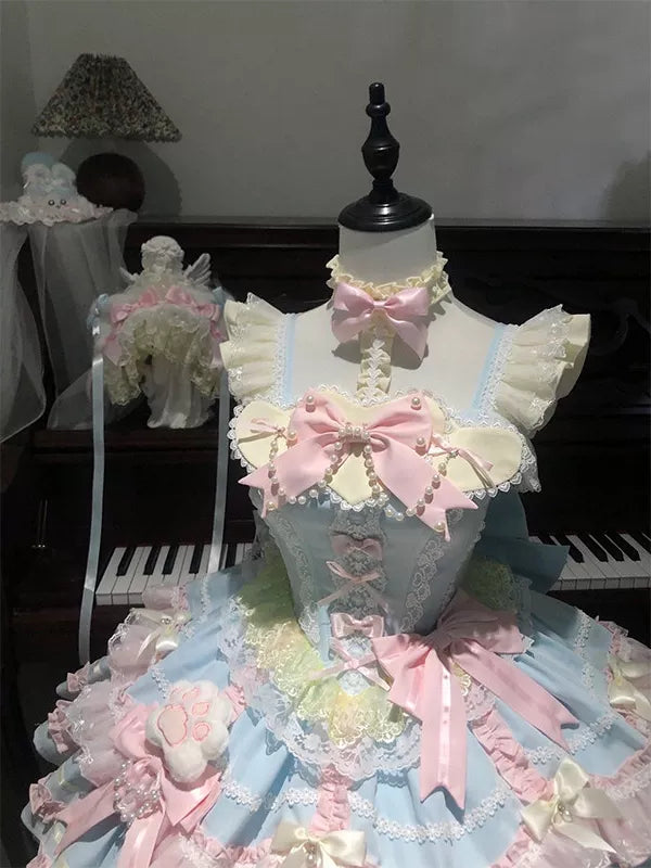Creamy - Candy Pastel Princess - JSK Dress Set with a Layered Ruffle Skirt
