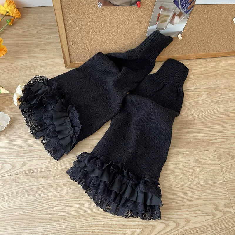 Sock Noble - Y2K Lace Flare - Layered Lace-Ruffle Leg Warmers