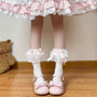 Chaussettes blanches nœud à pois roses / Taille unique