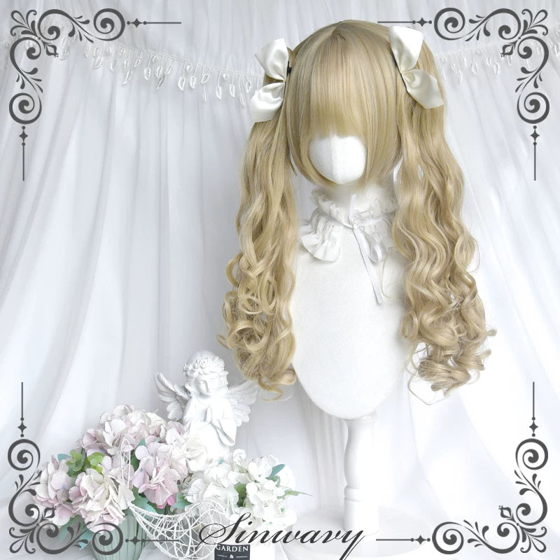 Beige-blonde Lolita twin-tail wig set - view 4
