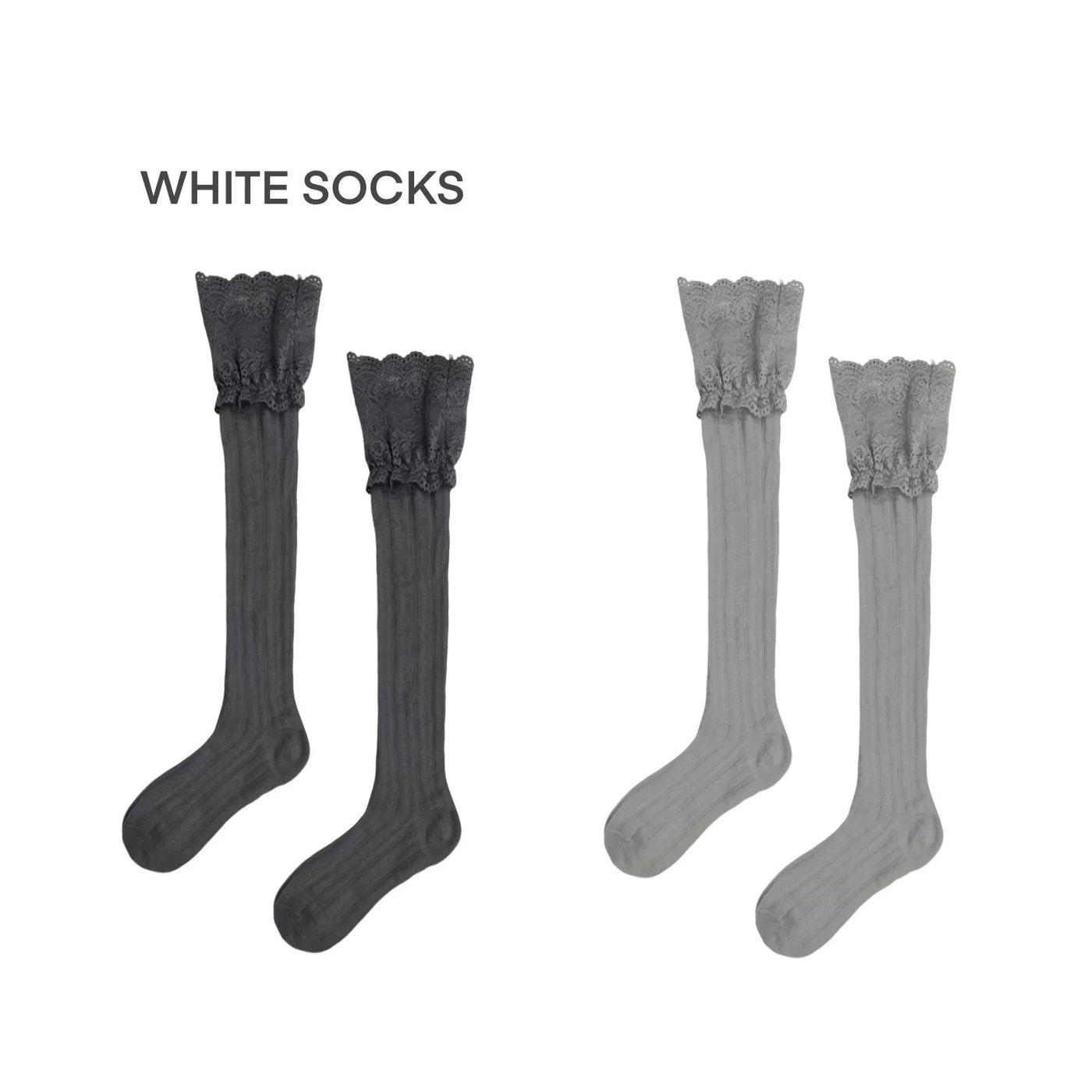 White Socks - Ballet Lace Frame - Ballet-Inspired Mid-Calf Socks with Striped Mesh